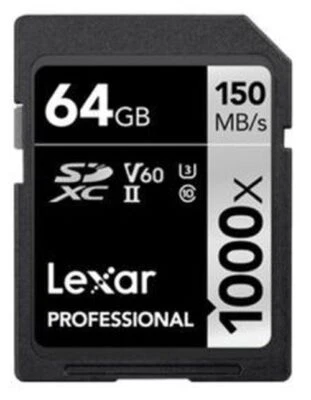 Lexar Professional 1000x 64GB/ SD3/XC II, Up to 150MB/s Read - Image 1 of 3