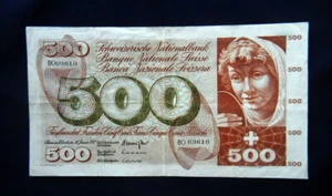 1972 SWITZERLAND extra large rare  banknote 500 francs VF+ P51j GREAT QUALITY - Picture 1 of 3
