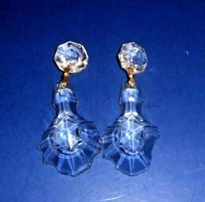 1 ANTIQUE Crystal Prisms for Chandelie, SCONCH  3"  Long 4" LONG W/1 BEAN  B#107 - Picture 1 of 4