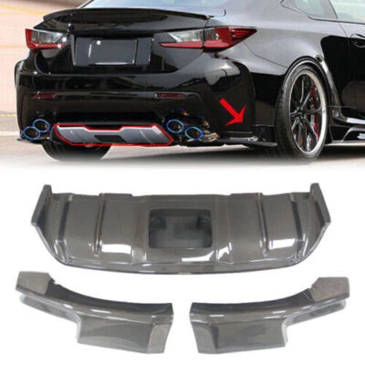 Delantales divisor difusor trasero de fibra de carbono 3 piezas para Lexus 2014-2019 RC F USC10 Foto 1 de 4