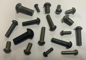 100 Nr., Becherkopf, massiv, Stahlniete, 1/4 Zoll Durchmesser x 1 Zoll lang. - Bild 1 von 2