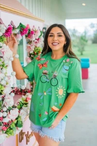 Layerz Clothing The Blossom Tee Green Spring Theme Women’s Size 3XL NWT - Picture 1 of 3