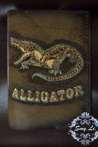 Men's Handmade Leather Passport cover Alligator Unisex