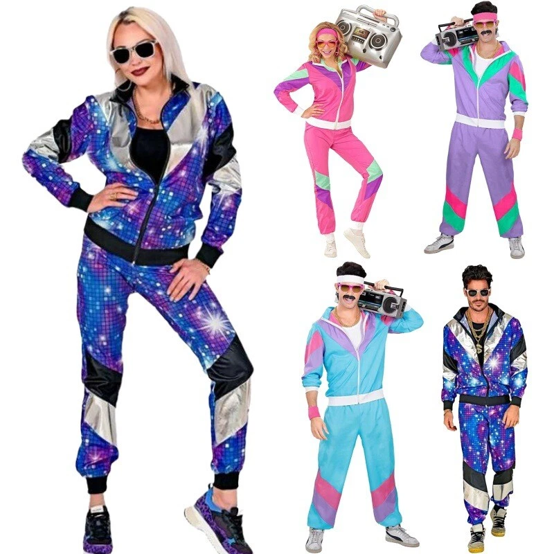 80s Shell Suit Costume Scouser Tracksuit Womens Adult Ladies Fancy Dress Outfit - Image 1 of 4