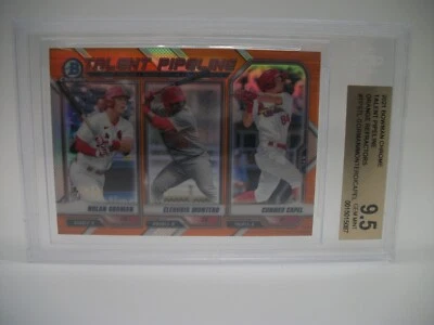 NOLAN GORMAN/MONTERO/CAPEL 2021 Bowman Chrome TP Orange Ref 25/25 BGS GEM MT 9.5 - Image 1 of 2
