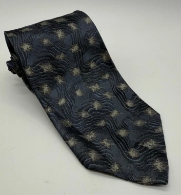Corbata de seda de lujo vintage Georgio Armani azul gris hecha en Italia Foto 1 de 4
