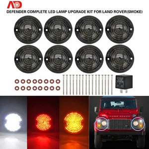 For Land Rover Defender 90/110 73MM Smoked Complete LED Lights Upgrade Kit 8PCS - Foto 1 di 8