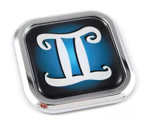 Gemini Zodiac Square Chrome rim Emblem Car 3D Decal Badge Bumper sticker 2" - Foto 1 di 8