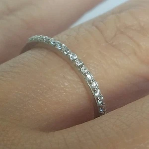 .18 carat Woman 14k white Gold round half Eternity Engagement Wedding Band S 7.5 - Picture 1 of 5