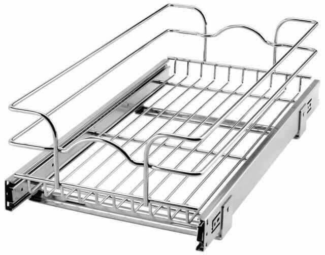 Rev-A-Shelf 12" x 22" Single Kitchen Cabinet Pull Out Wire Basket - Chrome (5WB1-1222CR-1)