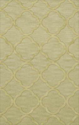 Green Quaterfoil Trellis Print Transitional Area Rug Geometric DV8 - Image 1 of 2