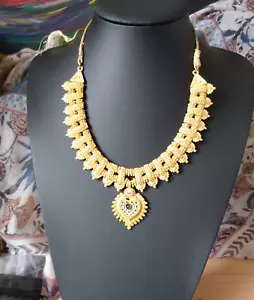 VINTAGE INDIAN BRIDAL NECKLACE GOLD COATED METAL INDIA WEDDING BOLLYWOOD GP - Picture 1 of 13