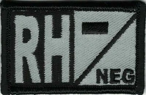 Grey Gray Black Blood Type RH- Negative Patch Fits For VELCRO® BRAND Loop Fasten - Picture 1 of 1