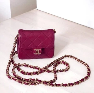 CHANEL Vintage Micro Pink Quilted Lambskin Half Flap Bag RARE - Picture 1 of 14