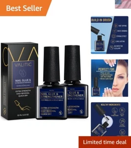 Strong Nail Glue and Vitamin E Strengthener - Quick Dry Brush-On Gel (2 Pack) - Picture 1 of 10