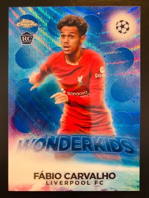 2022-23 Topps Chrome UCC Wonderkids Fabio Carvalho Blue Wave rookie card RC /75 - Image 1 of 2