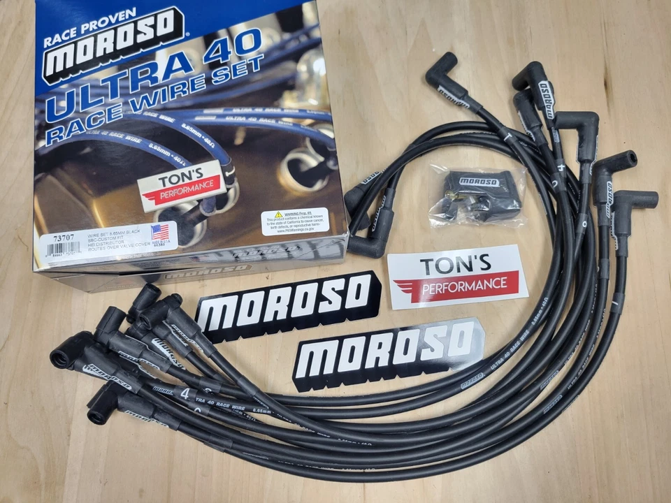 Juego de cables de bujía Moroso 73707 Ultra 40 Race Wire 8,65 mm negro 90 SBC HEI Foto 1 de 1