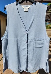Outfit JPR 100% Linen Artsy Sleeveless Vest Duster Top in Grey Blue Med - Picture 1 of 5