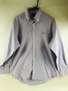 Land's End Dress Shirt Men's Size 16.5-34 Button Up Purple Pocket Long Sleeve - Picture 1 of 6