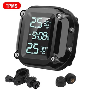Motorcycle Wireless Tire Pressure Monitoring System LCD Display TPMS Gauge U4E6 - Picture 1 of 12