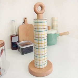 Wooden Roll Paper Rack Simple Anti-Slip Standing Tissue Roll Paper Stand - Picture 1 of 9