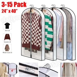 Garment Bags for Closet Hanging Clothes Storage with Zipper Coat Jacket Suit Bag - Picture 1 of 11