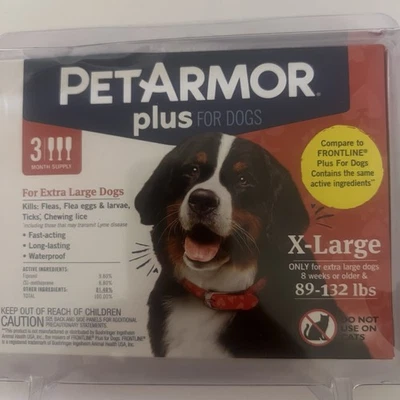 Tratamiento antipulgas y garrapatas Pet Armor Plus para perros X grandes - Pack de 3 aplicaciones Foto 1 de 4