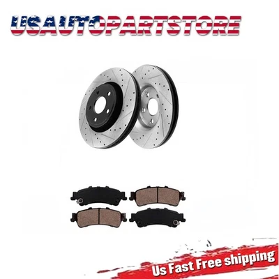 Rear Drilled Brake Rotors Brake Pads for Tahoe GMC Yukon Chevy Silverado 1500 Foto 1 de 4