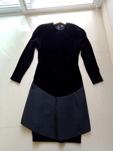 Ganni Versace 80s Sera Velvet Black Dress Size 42 - 8 Women's Vtg Made In Italy - Picture 1 of 22