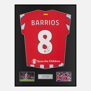 Framed Pablo Barrios Signed Atletico Madrid Shirt 2024-25 Home [Classic] - Picture 1 of 4