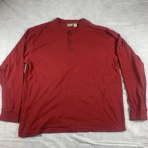 LL Bean Long Sleeve Red Henley 100% Cotton Shirt Size XL 0 DT56 24x29 - Picture 1 of 8