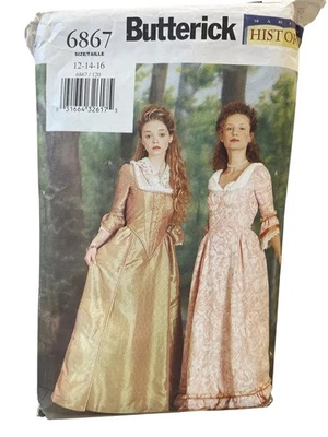 Butterick 6867 Vintage Misses' Dress & Scarf Sewing Pattern 12-16 - Image 1 of 2