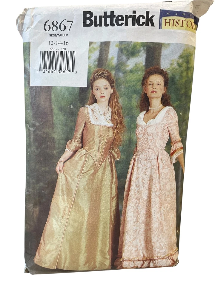 Butterick 6867 Vintage Misses' Dress & Scarf Sewing Pattern 12-16 - Image 1 of 2