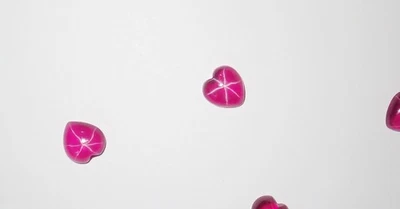 Transparent Star Ruby Heart 8x8 mm Cabochon Created 6 Rayed Stone 3 pieces Lot - Image 1 of 4