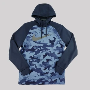 Nike Therma Men's Pullover Blue Camo Training Hoodie Size M - Picture 1 of 12