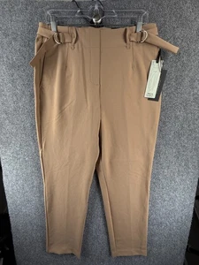 Neu mit Etikett Rachel Zoe Damenhose hoher Bund schmales Bein Größe 10 braun Gürtel Akzent ACTL 32 X 28 - Bild 1 von 18