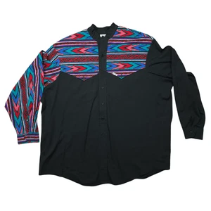 VTG 90s Mo Betta Mens 2XL Black Western Aztec Cowboy Rodeo Shirt - Picture 1 of 15