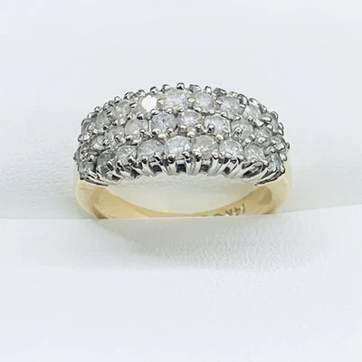 Estate Vintage 1/2 Ct 14k Yellow Gold Natural Diamond Cluster Pave Ring Size 5.5 - Image 1 of 4