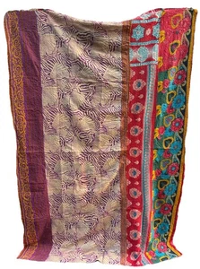 Kantha Blanket/Fabric Cotton Handmade Indian Block Print from Macchia Winery - Picture 1 of 24