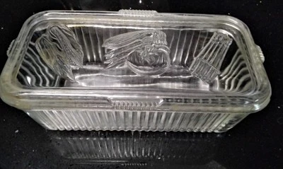 Vintage Federal Glass Small Retangular Vegetable Dish With Lid- Circa 1950's - Image 1 of 4