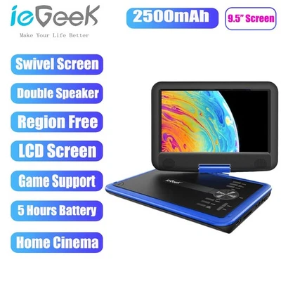 ieGeek 11.5"Portable DVD Player with 9" Swivel Screen,Region Free,Remote Control - Image 1 of 4