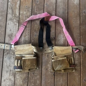 O’Tool Heavy Split cuero de vaca manitas cuero herramienta cinturón tirantes rosa - Imagen 1 de 5