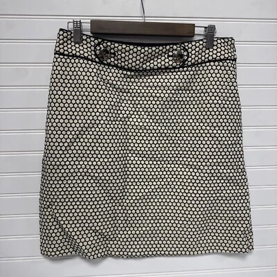 Ann Taylor Skirt Women's 10p Black Ivory Hexagon Geometric Lined Pencil Silk - Image 1 of 4