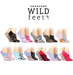 Womens Slipper Socks with Grip Cosy Animal & Patterned 2 Pairs-SOCKSHOP Wildfeet - Picture 1 of 15