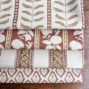 SIENNA COLLECTION Block Print Linen/Cotton Fabric, Price per 1/2m - Picture 1 of 18