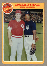 RICKEY HENDERSON PETE ROSE "SINGLES & STEALS" 1985 STYLE CUSTOM ART CARD 