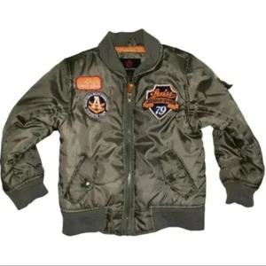 Swiss Cross 2T army green Bomber jacket with patches Vintage Retro Y2k - Picture 1 of 4