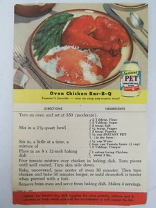 Tarjeta de recetas instantáneas de leche seca PET de colección horno barra de pollo-B-Q anuncio - Imagen 1 de 3