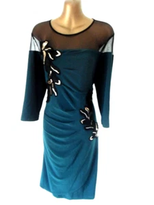 Joseph Ribkoff Bottle green pencil dress 18 applique & sequined BNWT (8543 - Picture 1 of 7