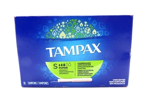 Tampax Cardboard Applicator Tampons Super Absorbency 10 Tampons - Picture 1 of 3